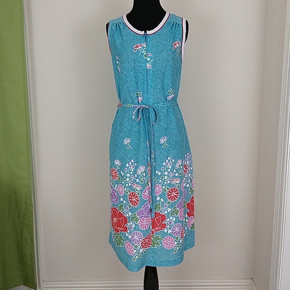 Vintage 1970s Komar Belted Floral Dress Sz Sm